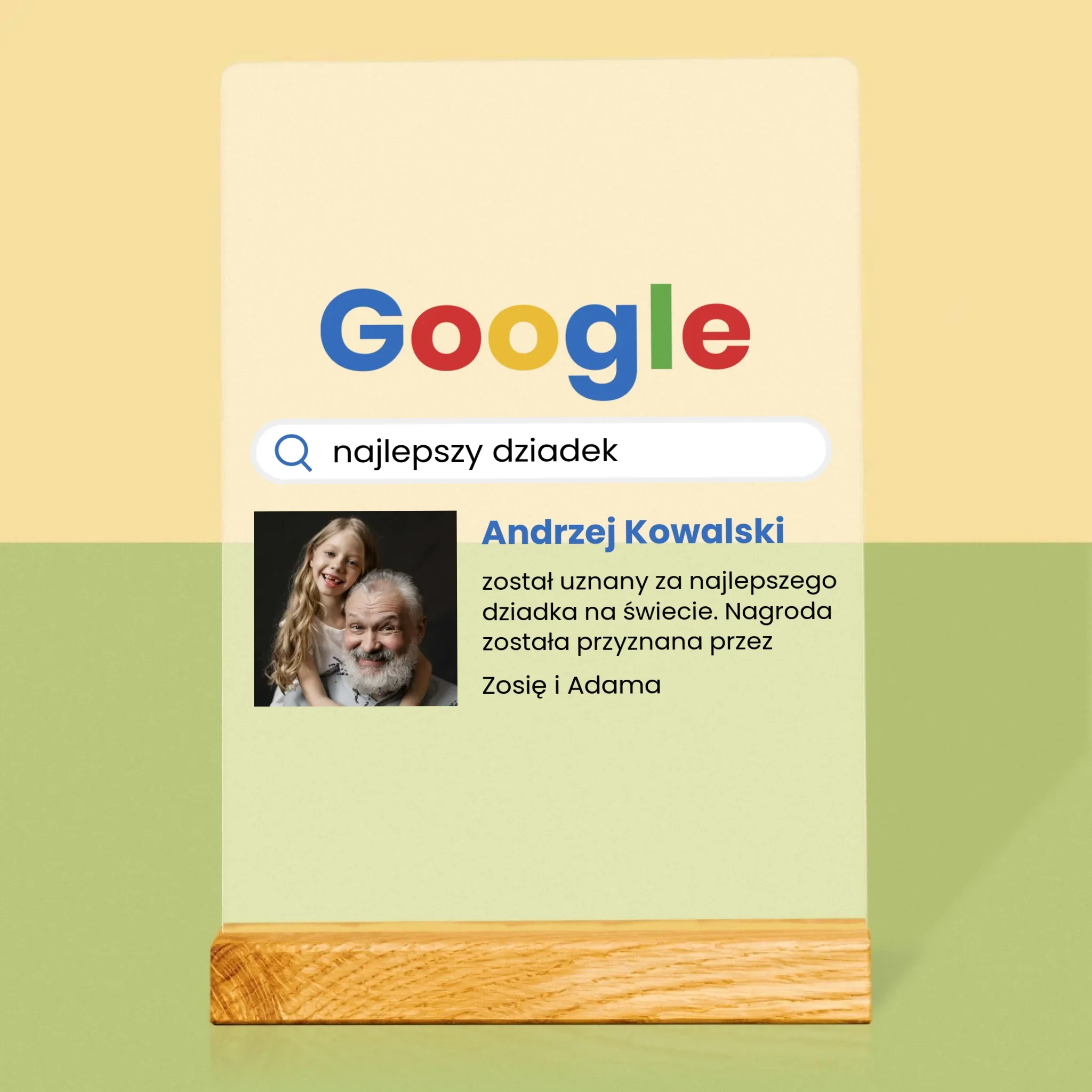 Zdjęcie I Podpis: Najlepszy Dziadek Wynik Google - Wydruk Na Szkle Akrylowym - Image 3