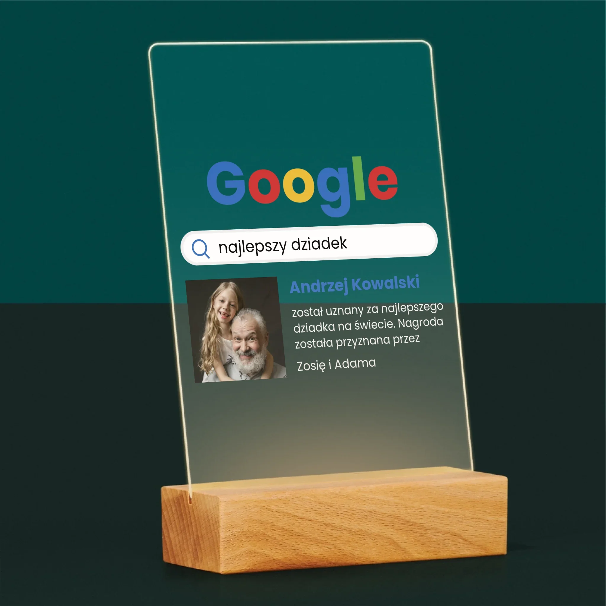 Zdjęcie I Podpis: Najlepszy Dziadek Wynik Google - Wydruk Na Szkle Akrylowym - Image 5