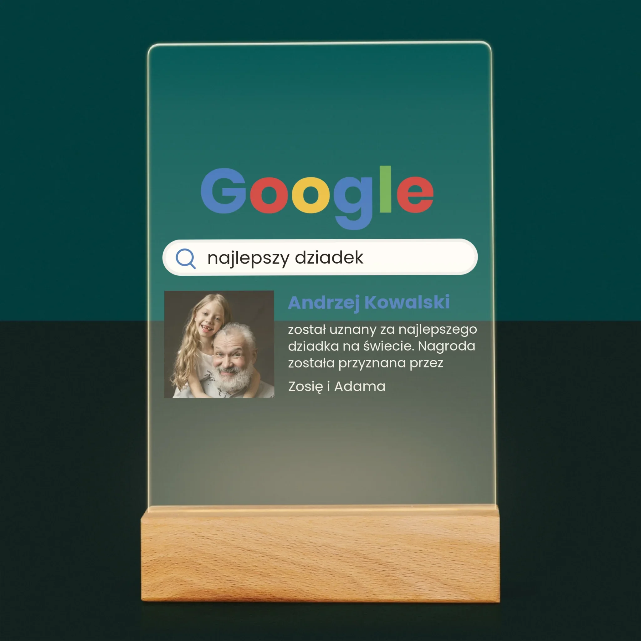 Zdjęcie I Podpis: Najlepszy Dziadek Wynik Google - Wydruk Na Szkle Akrylowym - Image 7