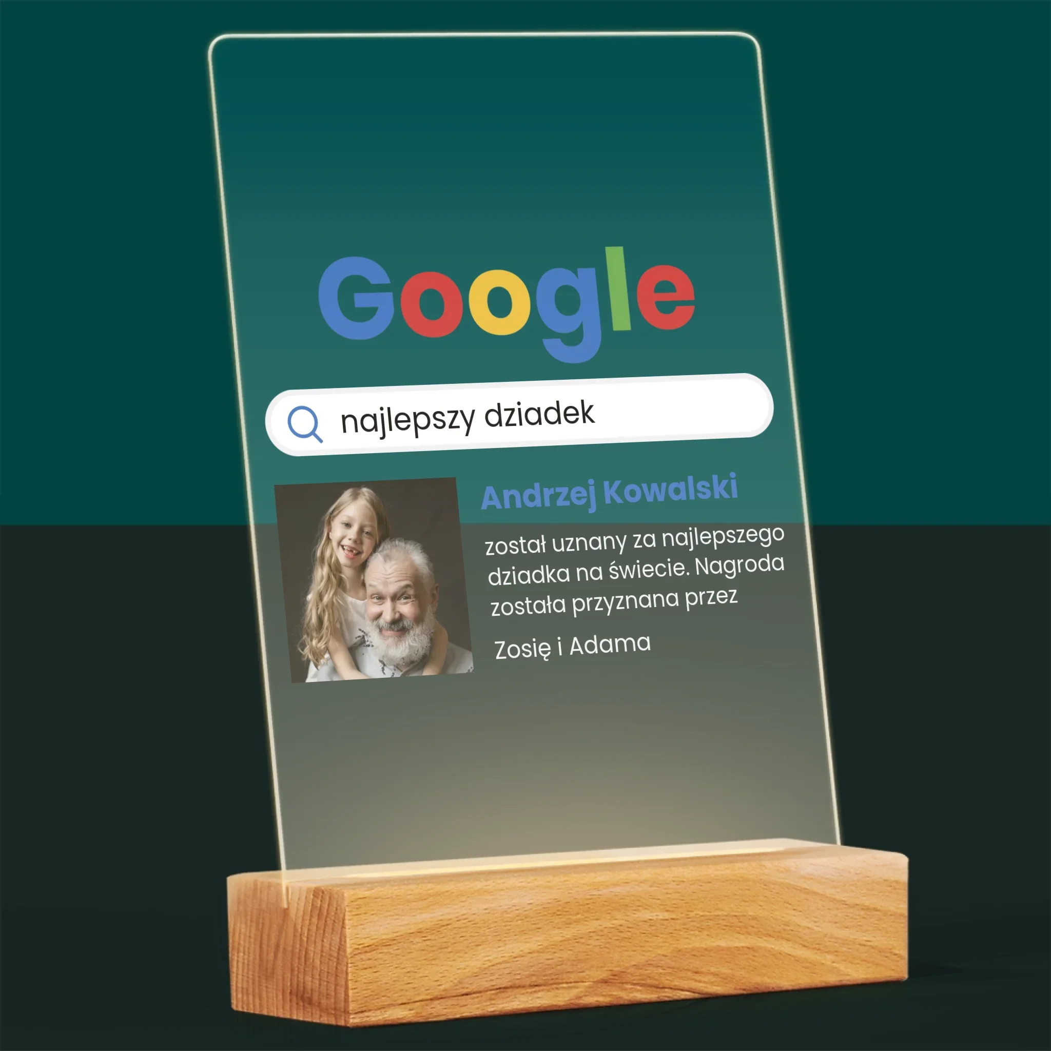 Zdjęcie I Podpis: Najlepszy Dziadek Wynik Google - Wydruk Na Szkle Akrylowym - Image 8