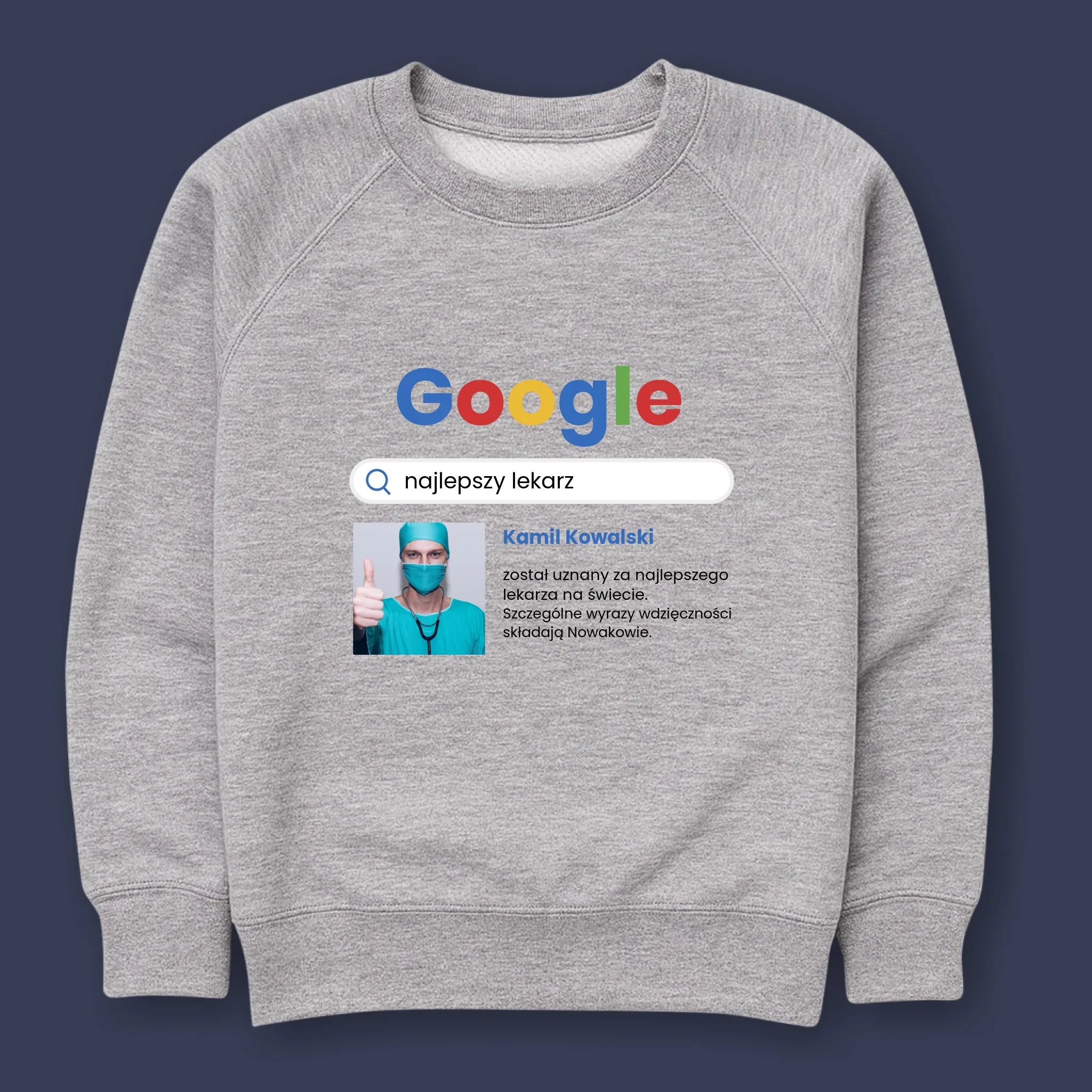 Zdjęcie i Podpis: Najlepszy Lekarz Wynik Google - Bluza Męska z Kapturem - Image 10