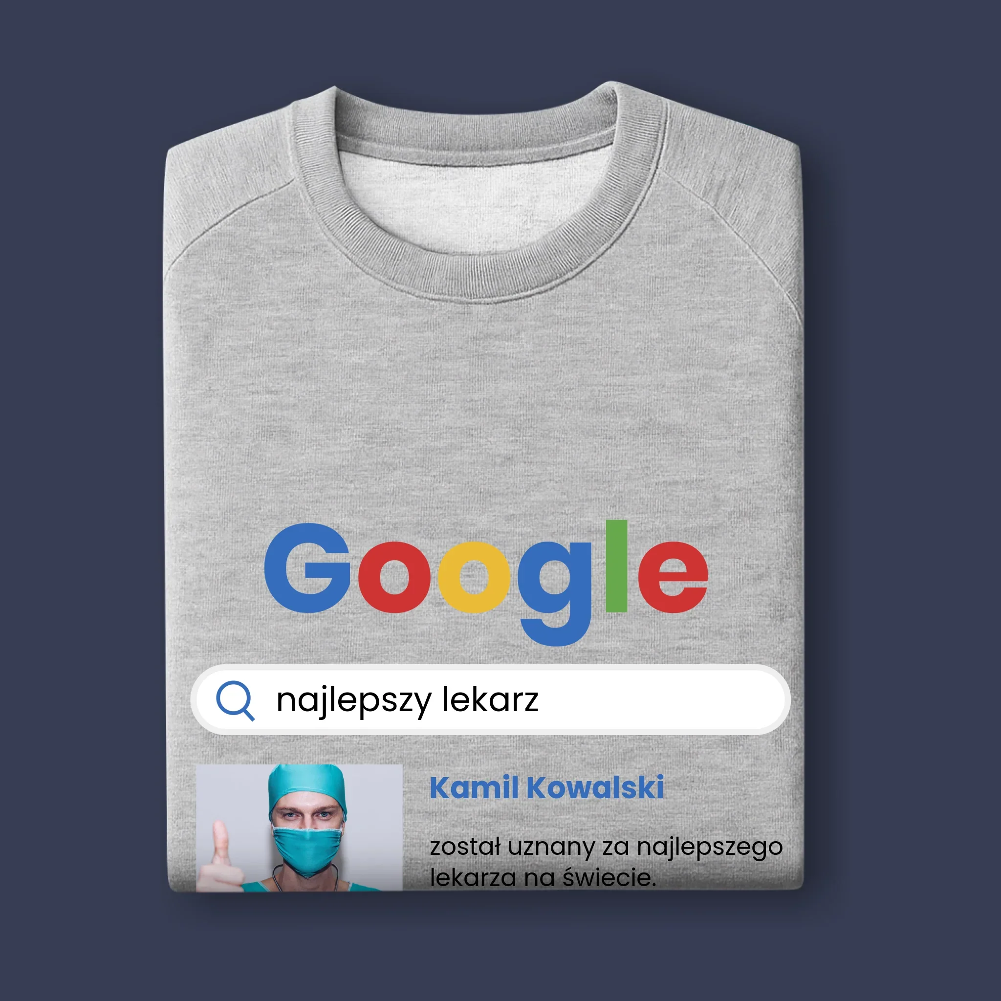 Zdjęcie i Podpis: Najlepszy Lekarz Wynik Google - Bluza Męska z Kapturem - Image 11