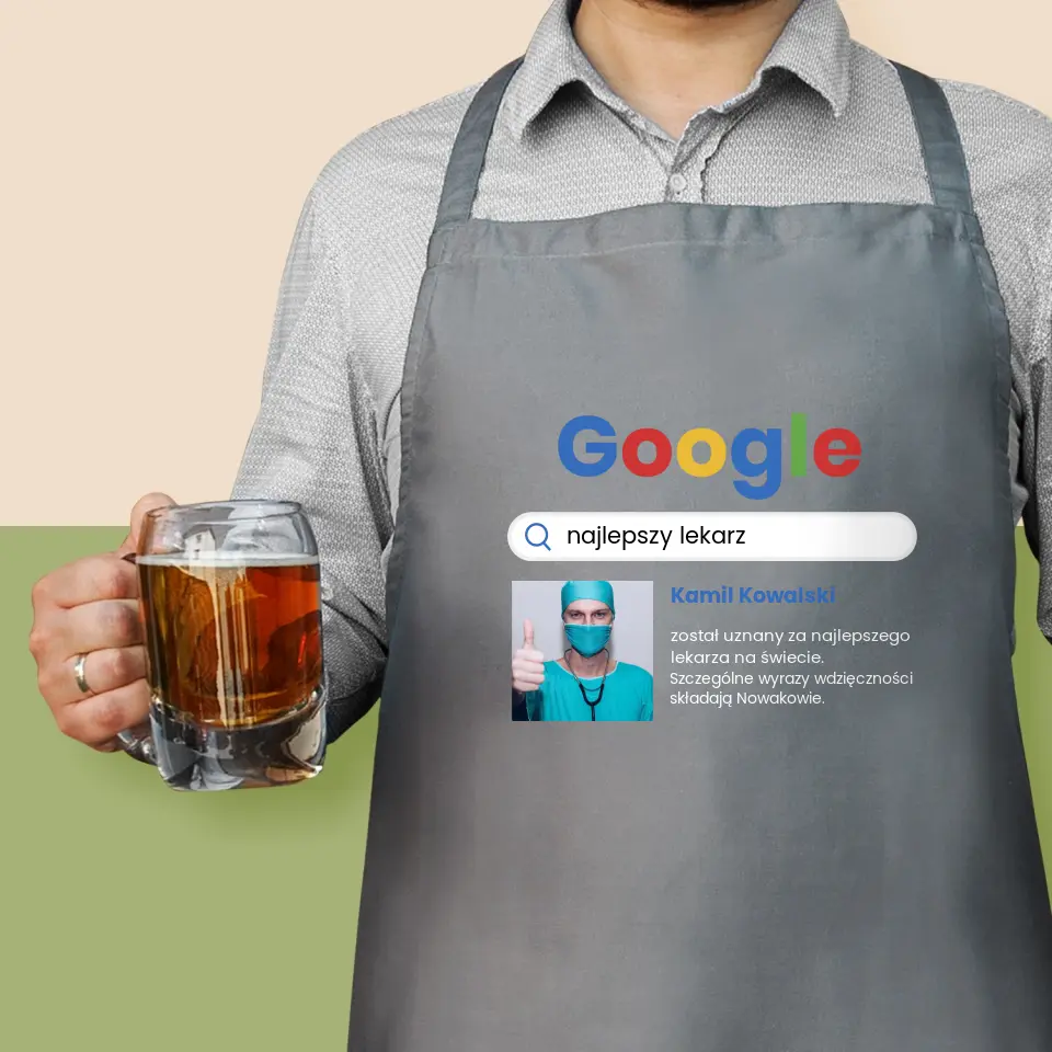 Zdjęcie i Podpis: Najlepszy Lekarz Wynik Google - Fartuch z Nadrukiem - Image 2