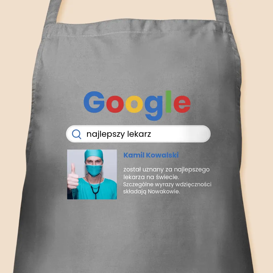 Zdjęcie i Podpis: Najlepszy Lekarz Wynik Google - Fartuch z Nadrukiem - Image 3