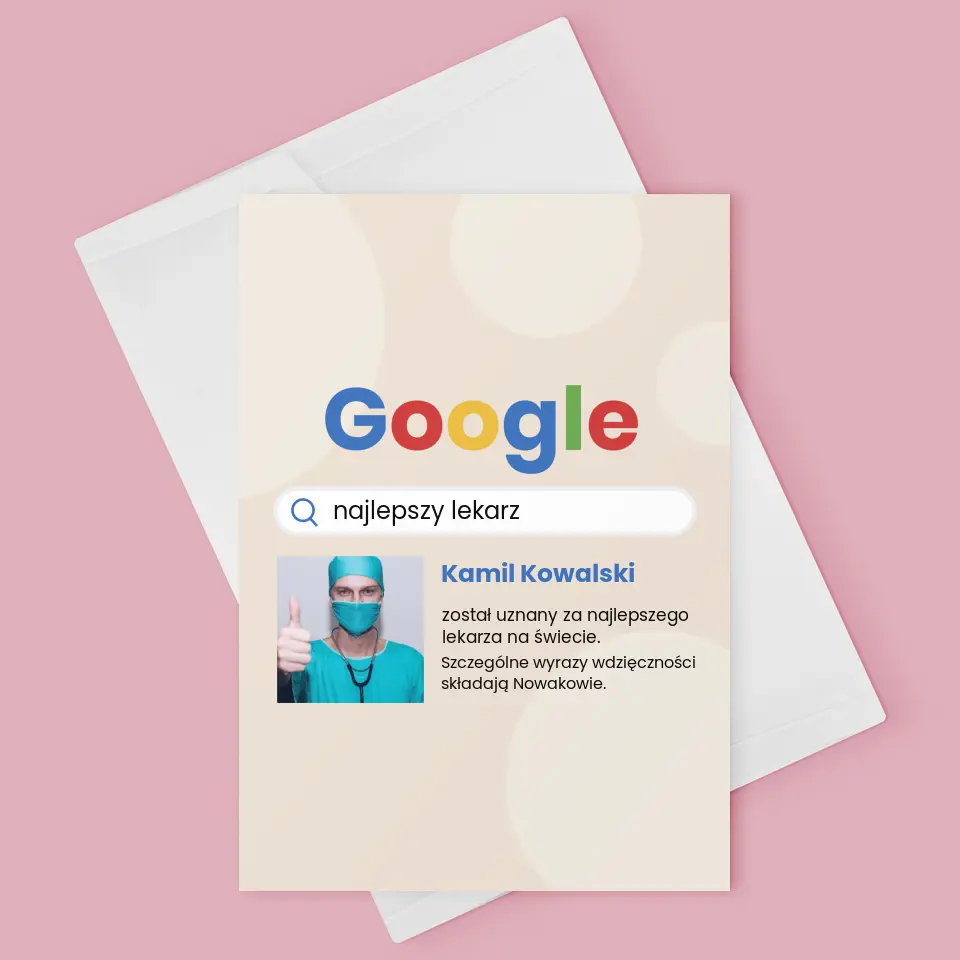 Zdjęcie i Podpis: Najlepszy Lekarz Wynik Google - Kartka Z Życzeniami - Image 3