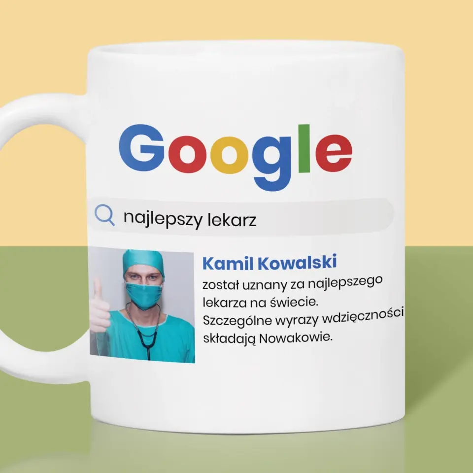 Zdjęcie i Podpis: Najlepszy Lekarz Wynik Google - Kubek z Nadrukiem - Image 2