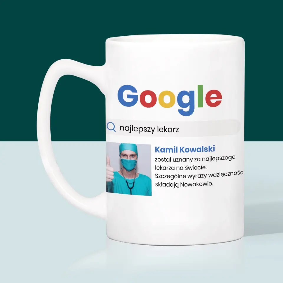 Zdjęcie i Podpis: Najlepszy Lekarz Wynik Google - Kubek z Nadrukiem - Image 3