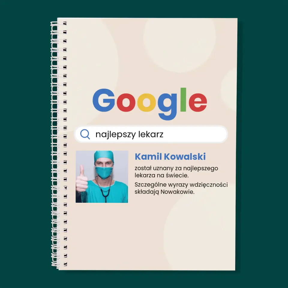 Zdjęcie I Podpis: Najlepszy Lekarz Wynik Google - Planer Dzienny z Nadrukiem - Image 3