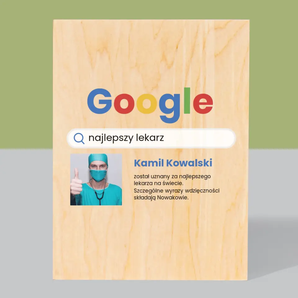 Zdjęcie I Podpis: Najlepszy Lekarz Wynik Google - Wydruk Na Drewnie - Image 3