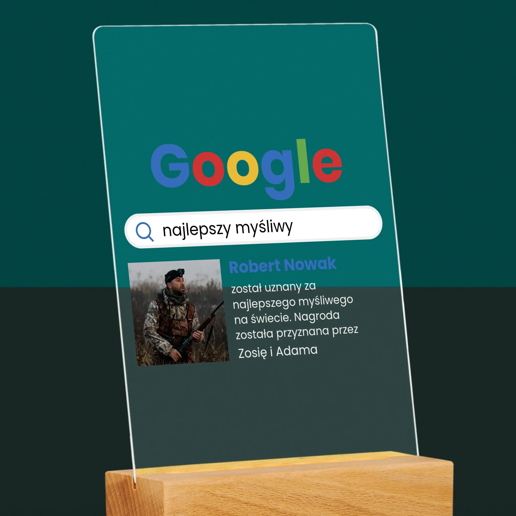 Zdjęcie I Podpis: Najlepszy Myśliwy Wynik Google - Wydruk Na Szkle Akrylowym - Image 6