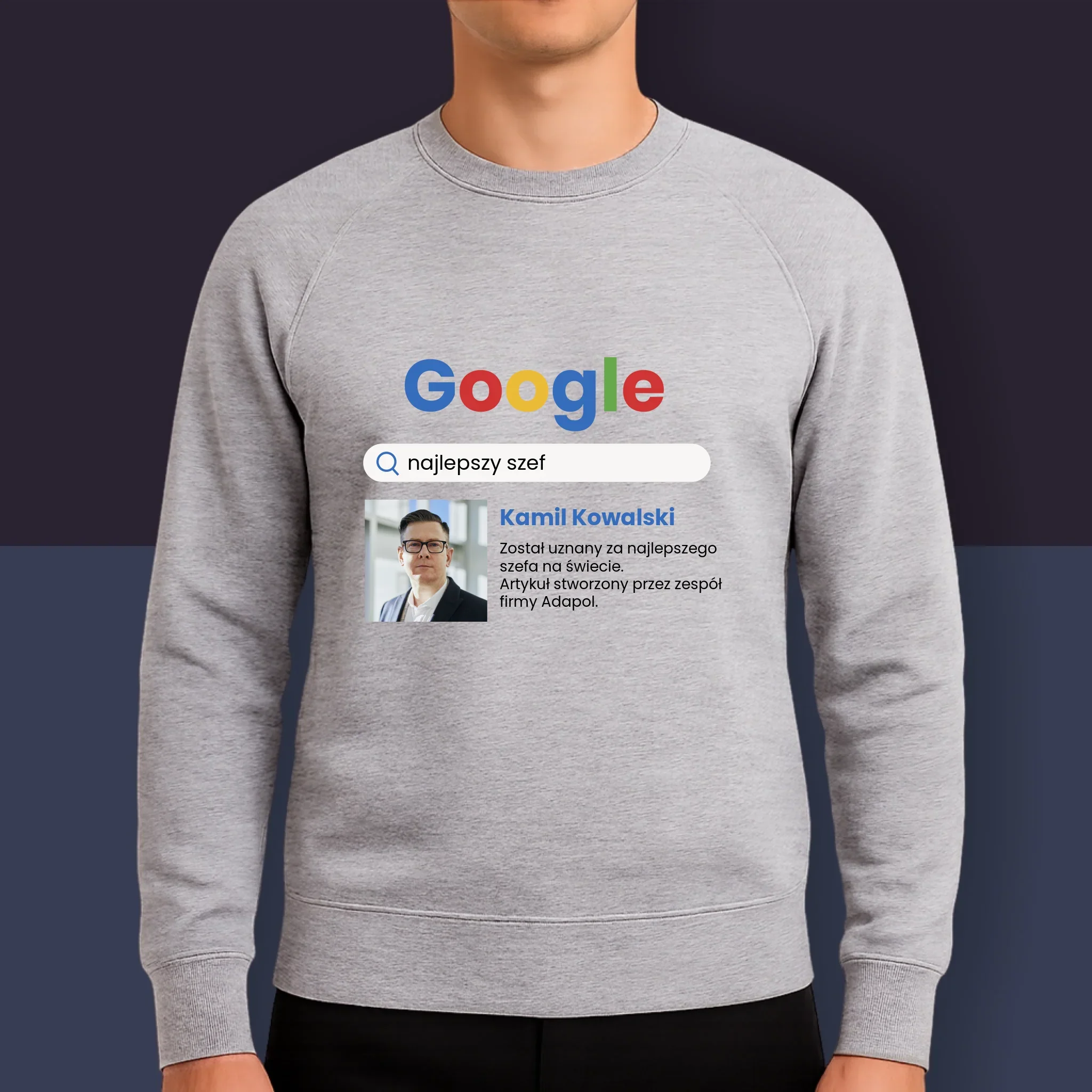 Zdjęcie i Podpis: Najlepszy Szef Wynik Google - Bluza Męska z Kapturem - Image 9