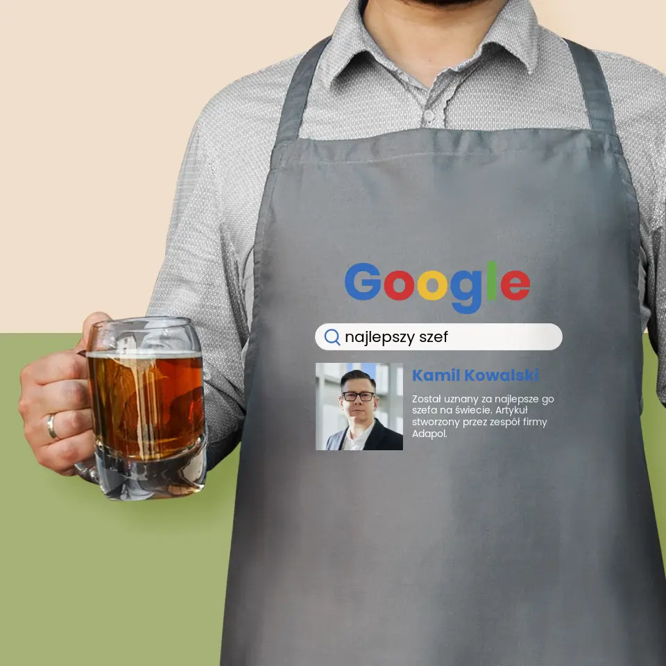 Zdjęcie i Podpis: Najlepszy Szef Wynik Google - Fartuch z Nadrukiem - Image 2