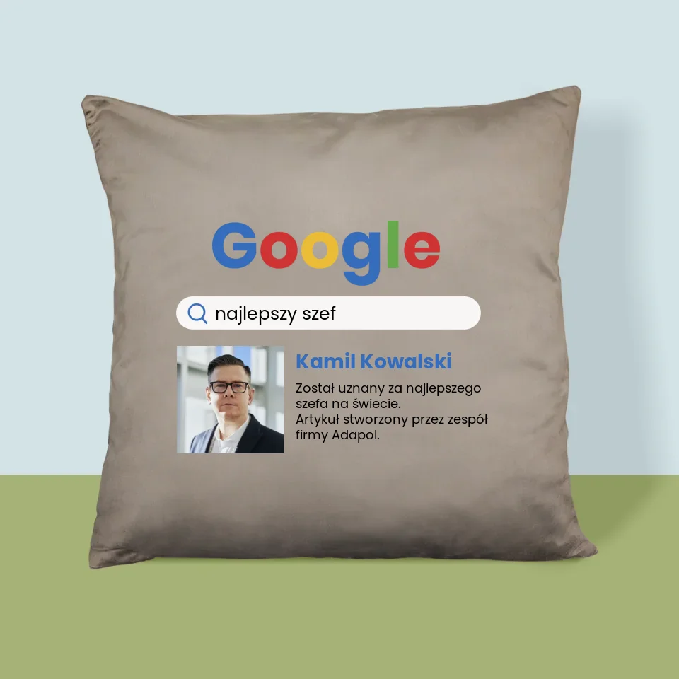 Zdjęcie i Podpis: Najlepszy Szef Wynik Google - Poduszka