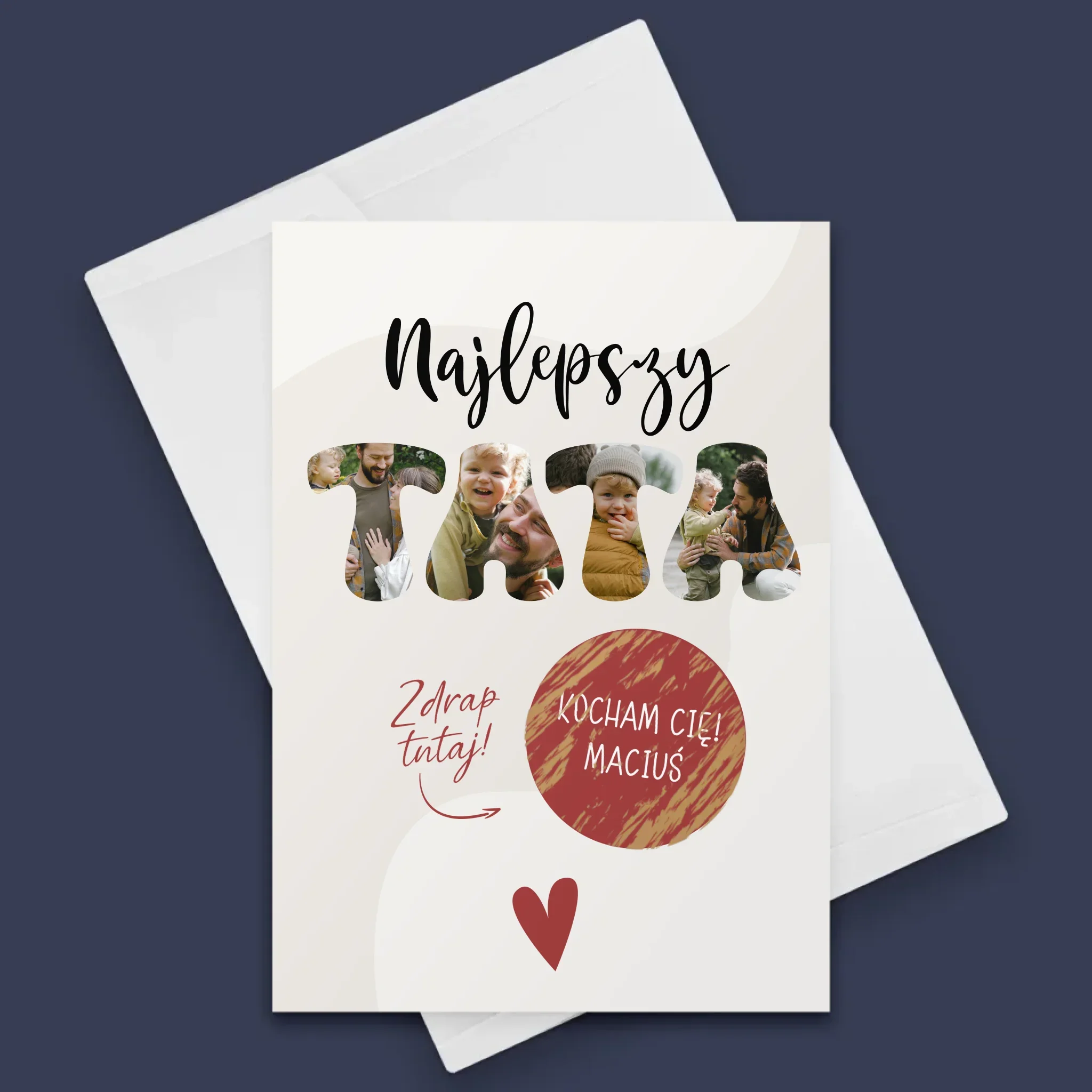Zdjęcie I Podpis: Najlepszy Tata Serce - Kartka Zdrapka - Image 3