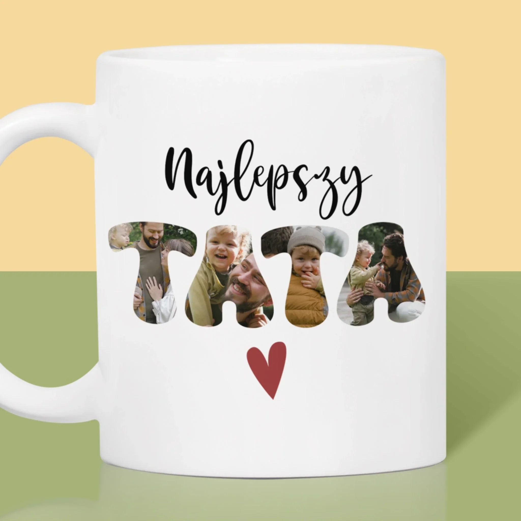 Zdjęcie I Podpis: Najlepszy Tata Serce - Kubek z Nadrukiem - Image 2