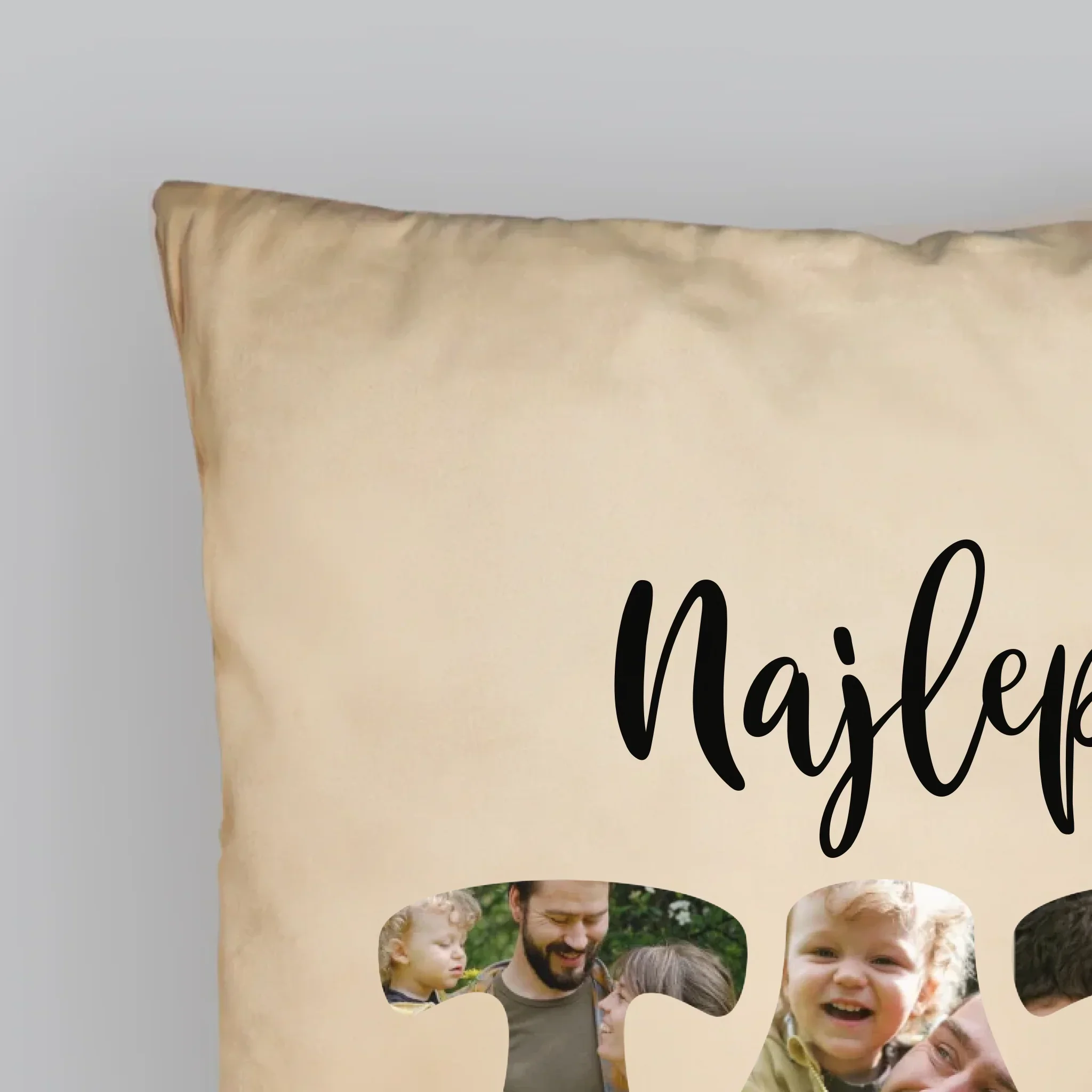 Zdjęcie I Podpis: Najlepszy Tata Serce - Poduszka z Nadrukiem - Image 5