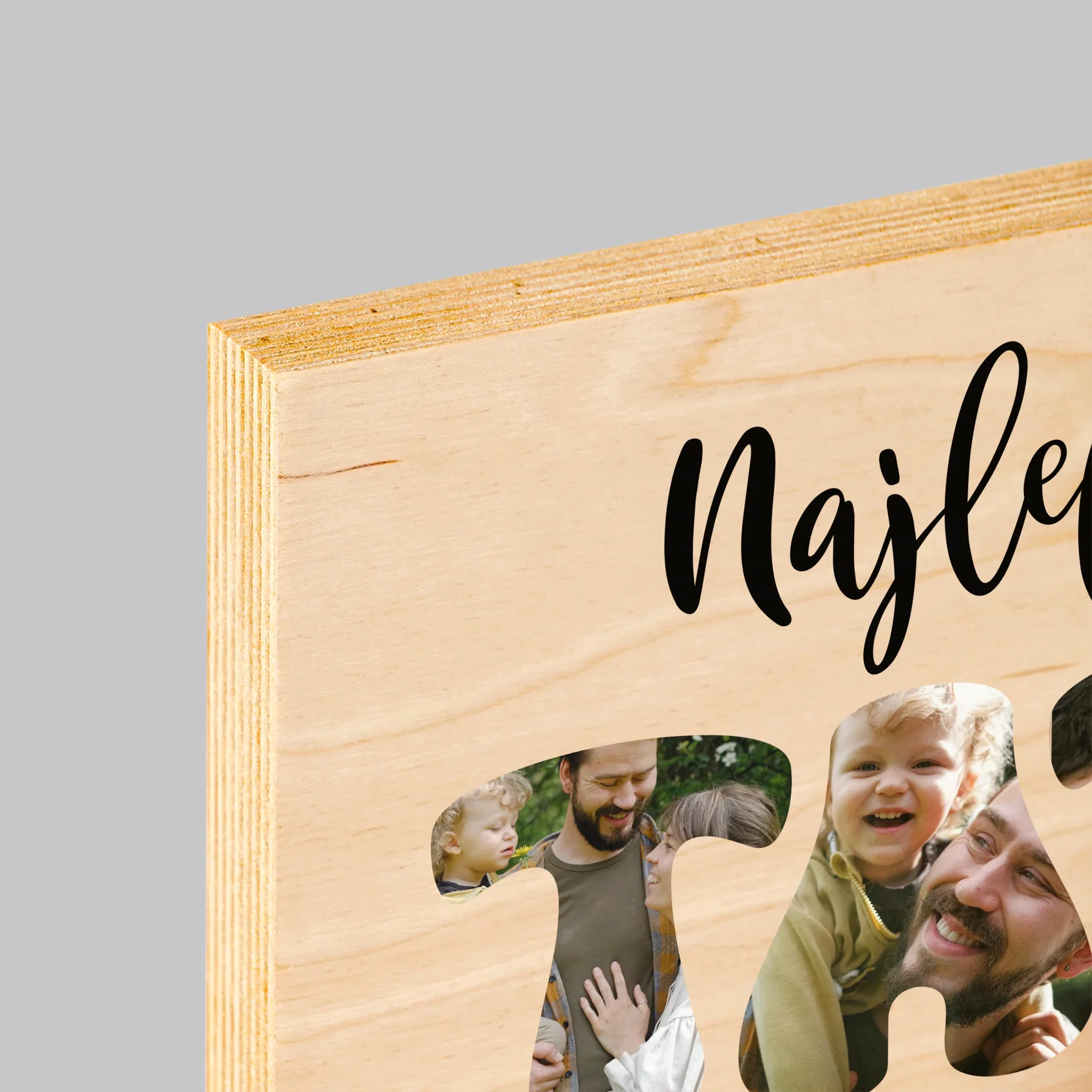 Zdjęcie I Podpis: Najlepszy Tata Serce - Wydruk Na Drewnie - Image 4