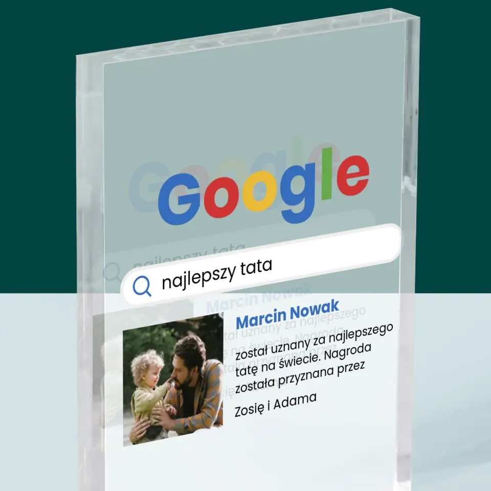 Zdjęcie i Podpis: Najlepszy Tata Wynik Google - Blok Akrylowy z Nadrukiem - Image 2