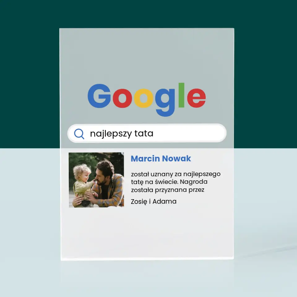 Zdjęcie i Podpis: Najlepszy Tata Wynik Google - Blok Akrylowy z Nadrukiem - Image 3