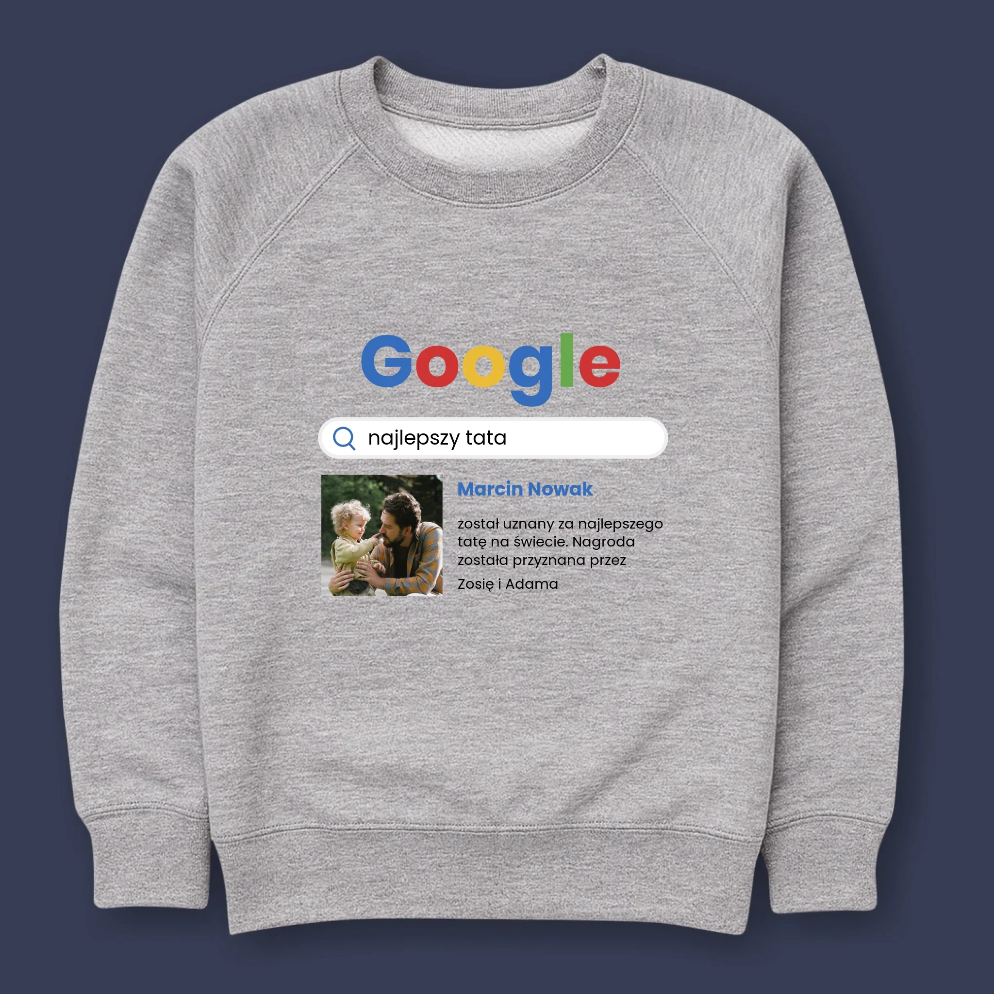 Zdjęcie i Podpis: Najlepszy Tata Wynik Google - Bluza Męska z Kapturem - Image 10