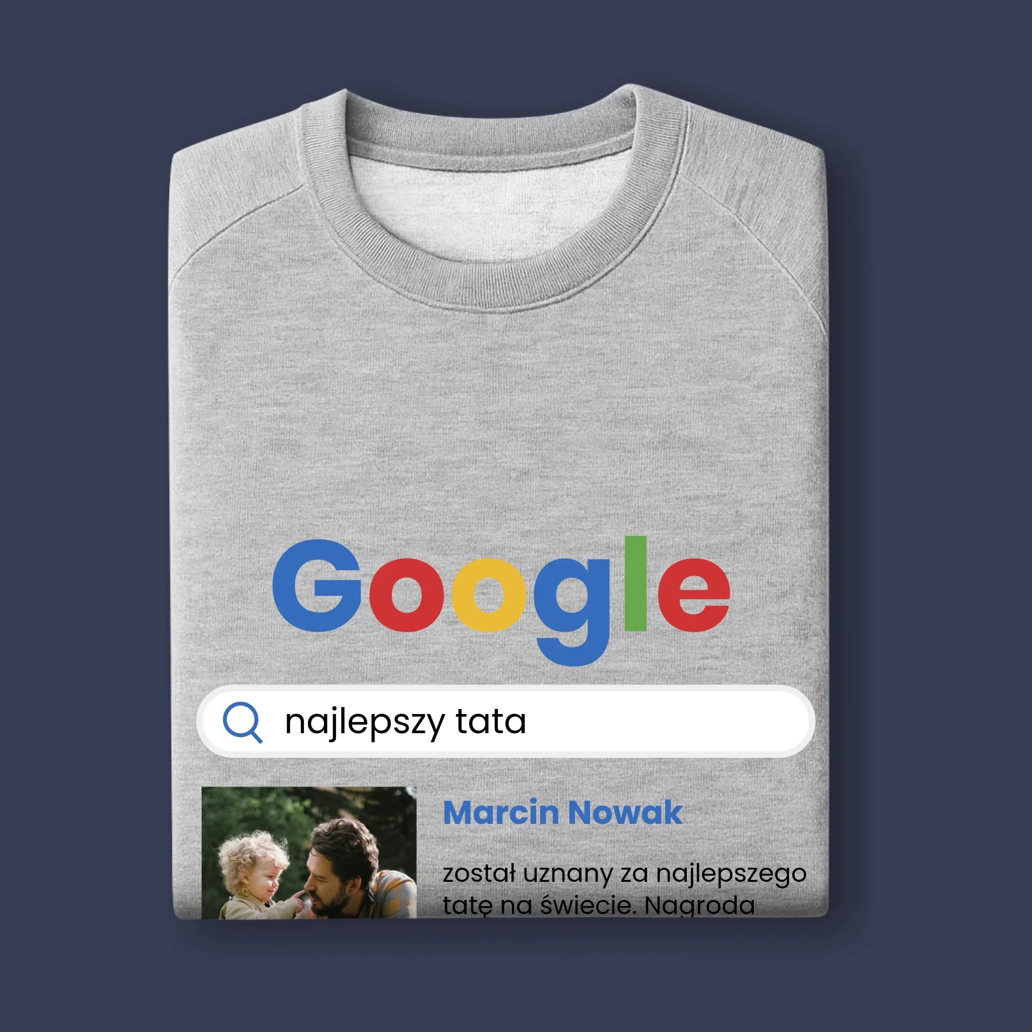 Zdjęcie i Podpis: Najlepszy Tata Wynik Google - Bluza Męska z Kapturem - Image 11