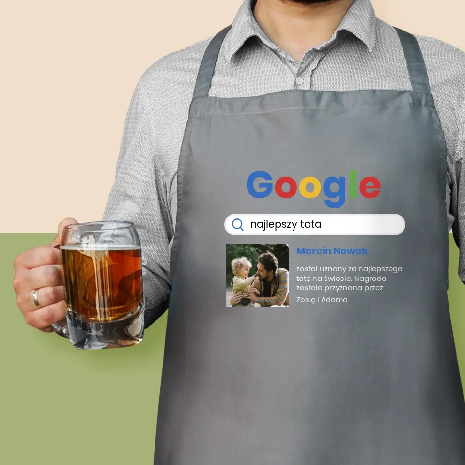 Zdjęcie i Podpis: Najlepszy Tata Wynik Google - Fartuch z Nadrukiem - Image 2