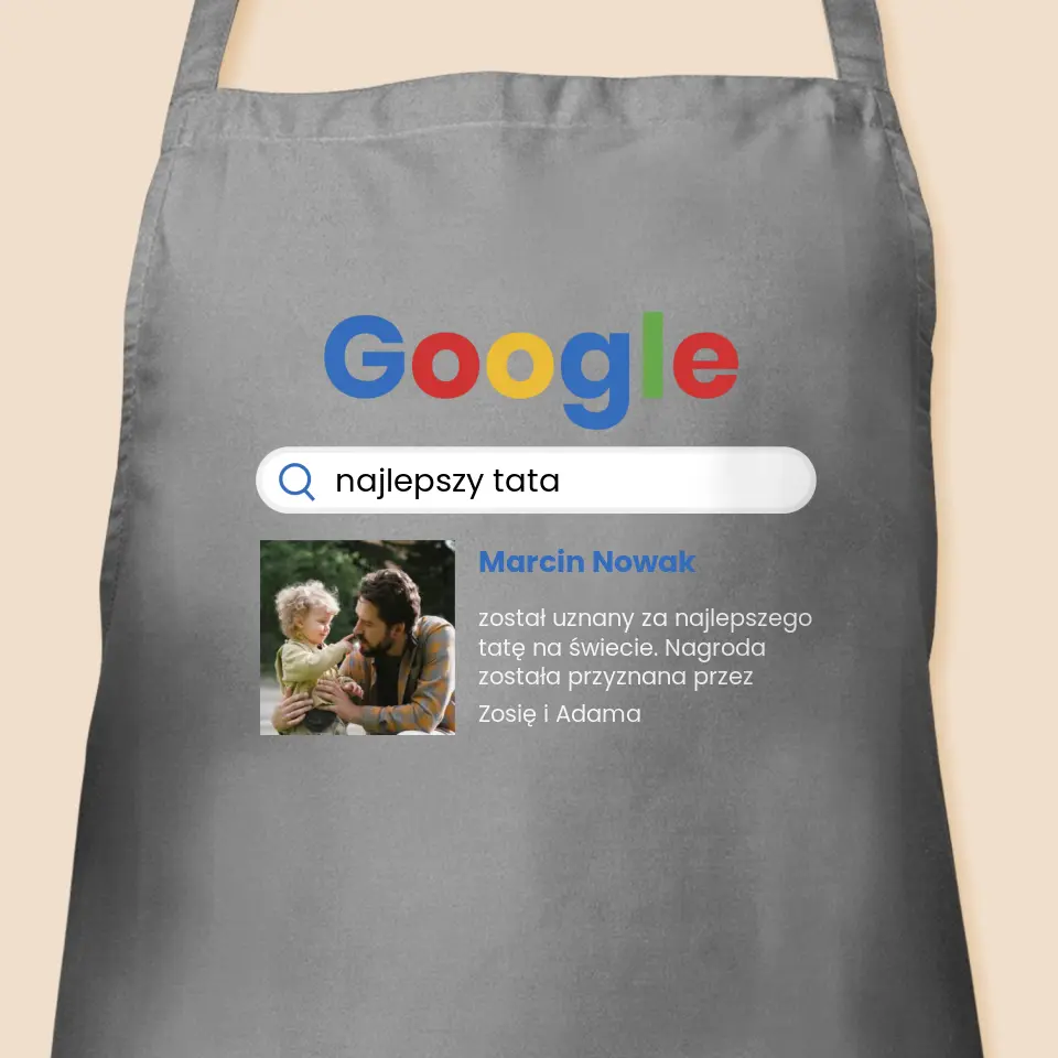 Zdjęcie i Podpis: Najlepszy Tata Wynik Google - Fartuch z Nadrukiem - Image 3