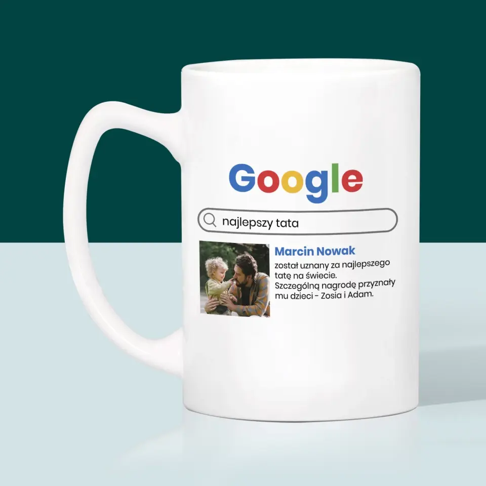 Zdjęcie i Podpis: Najlepszy Tata Wynik Google - Kubek z Nadrukiem - Image 3