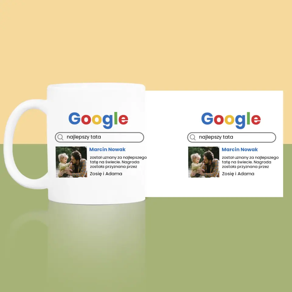 Zdjęcie i Podpis: Najlepszy Tata Wynik Google - Kubek z Nadrukiem - Image 4