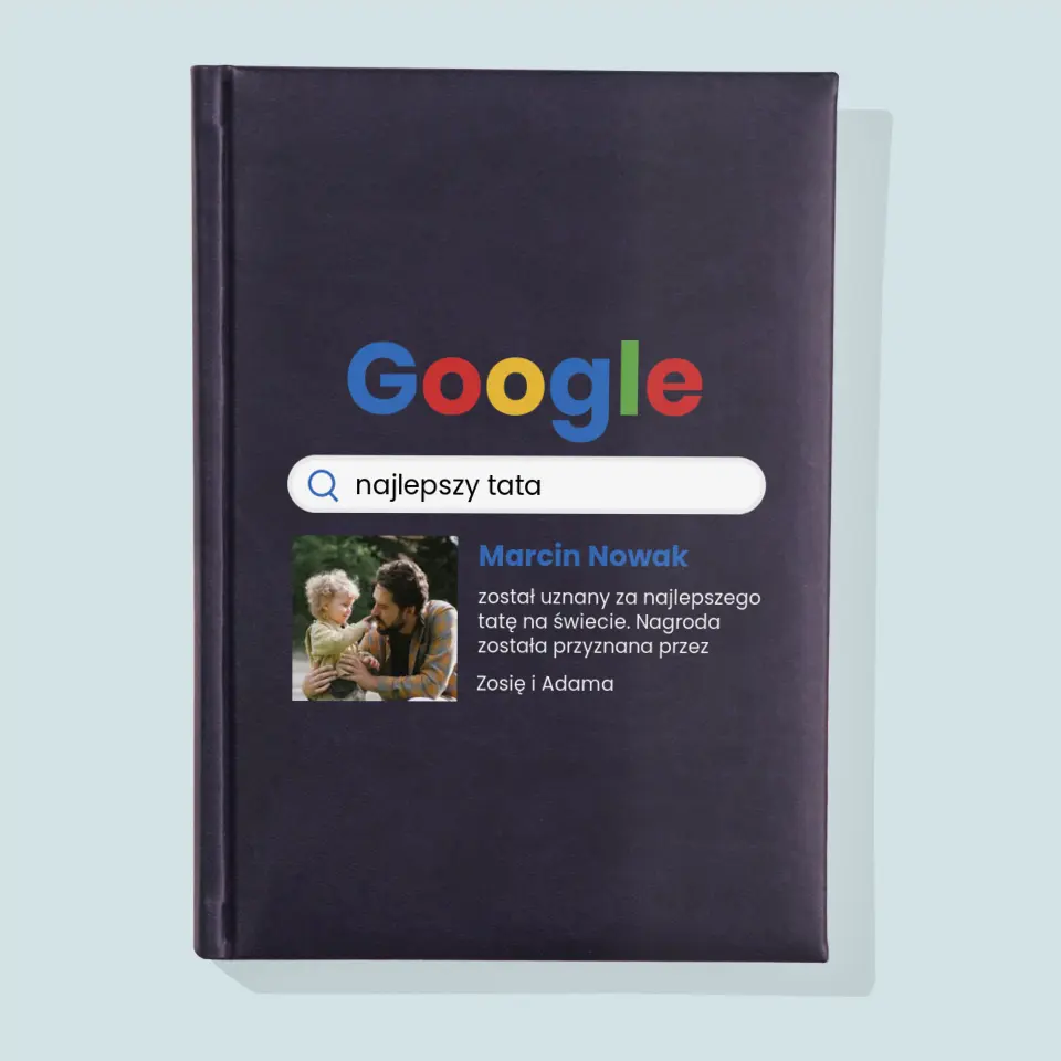 Zdjęcie i Podpis: Najlepszy Tata Wynik Google - Notes Książkowy z Nadrukiem - Image 2