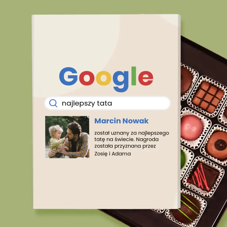 Zdjęcie i Podpis: Najlepszy Tata Wynik Google - Personalizowane Praliny - Image 2