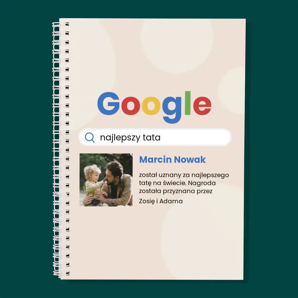 Zdjęcie i Podpis: Najlepszy Tata Wynik Google - Planer Dzienny z Nadrukiem - Image 3