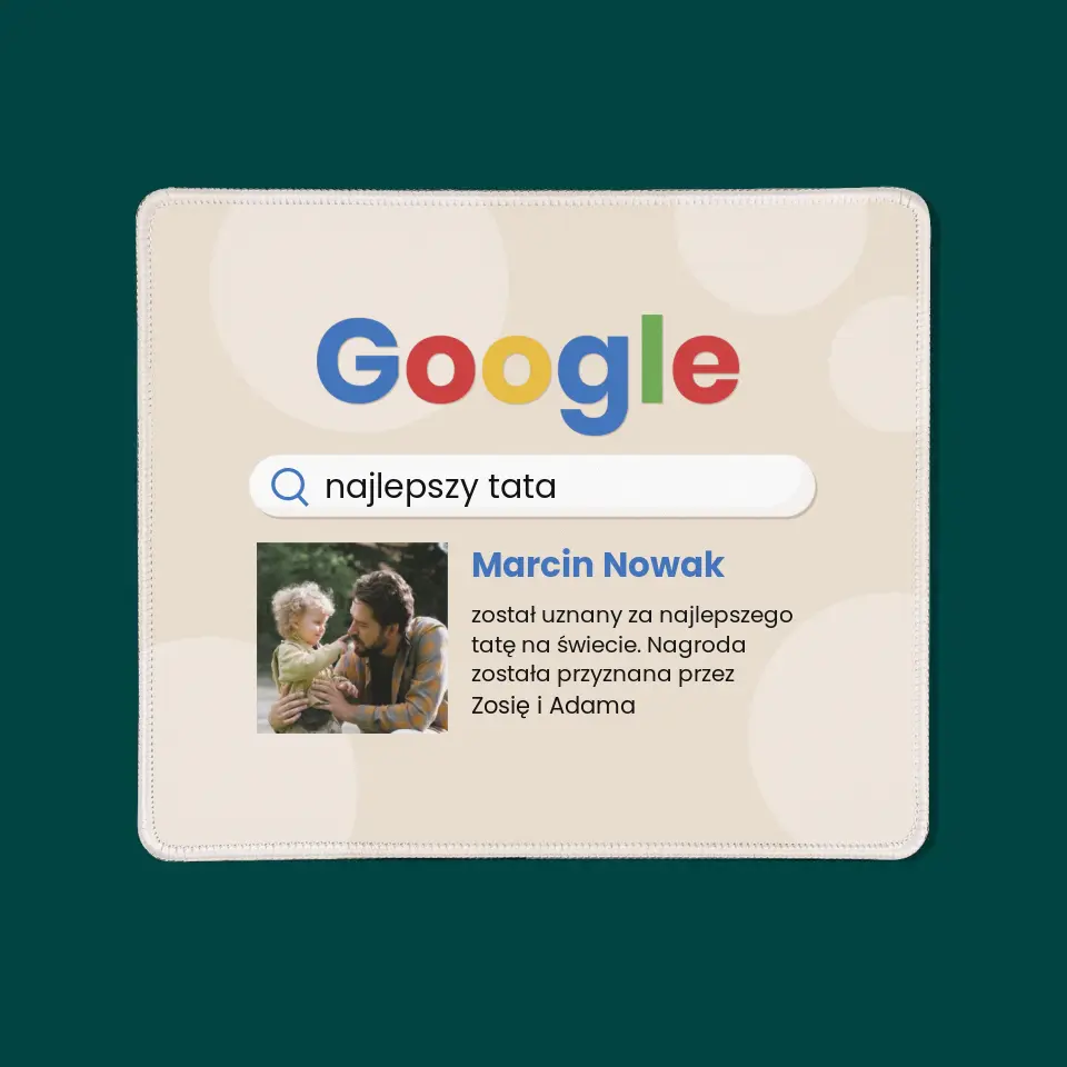 Zdjęcie i Podpis: Najlepszy Tata Wynik Google - Podkładka Pod Myszkę - Image 3