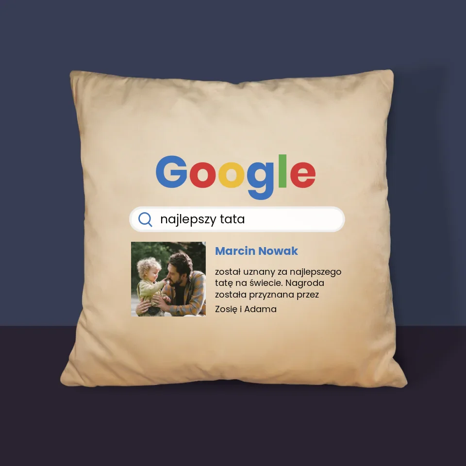 Zdjęcie i Podpis: Najlepszy Tata Wynik Google - Poduszka z Nadrukiem - Image 10