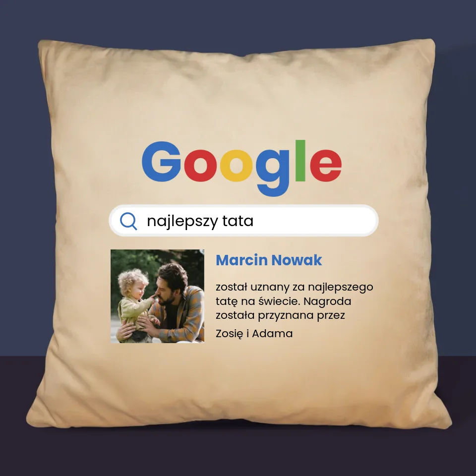 Zdjęcie i Podpis: Najlepszy Tata Wynik Google - Poduszka z Nadrukiem - Image 18