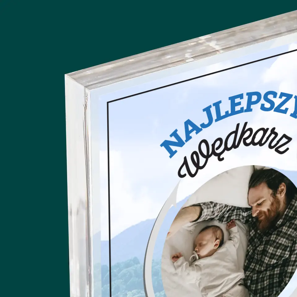 Zdjęcie i Podpis: Najlepszy Wędkarz Tata - Blok Akrylowy z Nadrukiem - Image 4
