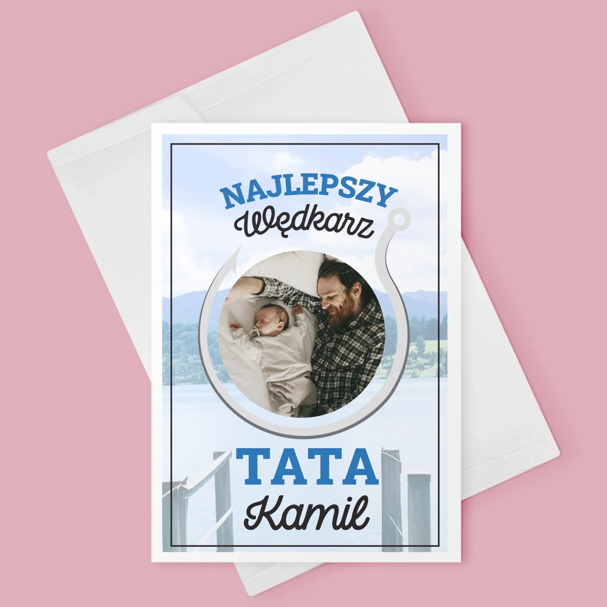 Zdjęcie i Podpis: Najlepszy Wędkarz Tata - Kartka z Życzeniami - Image 3