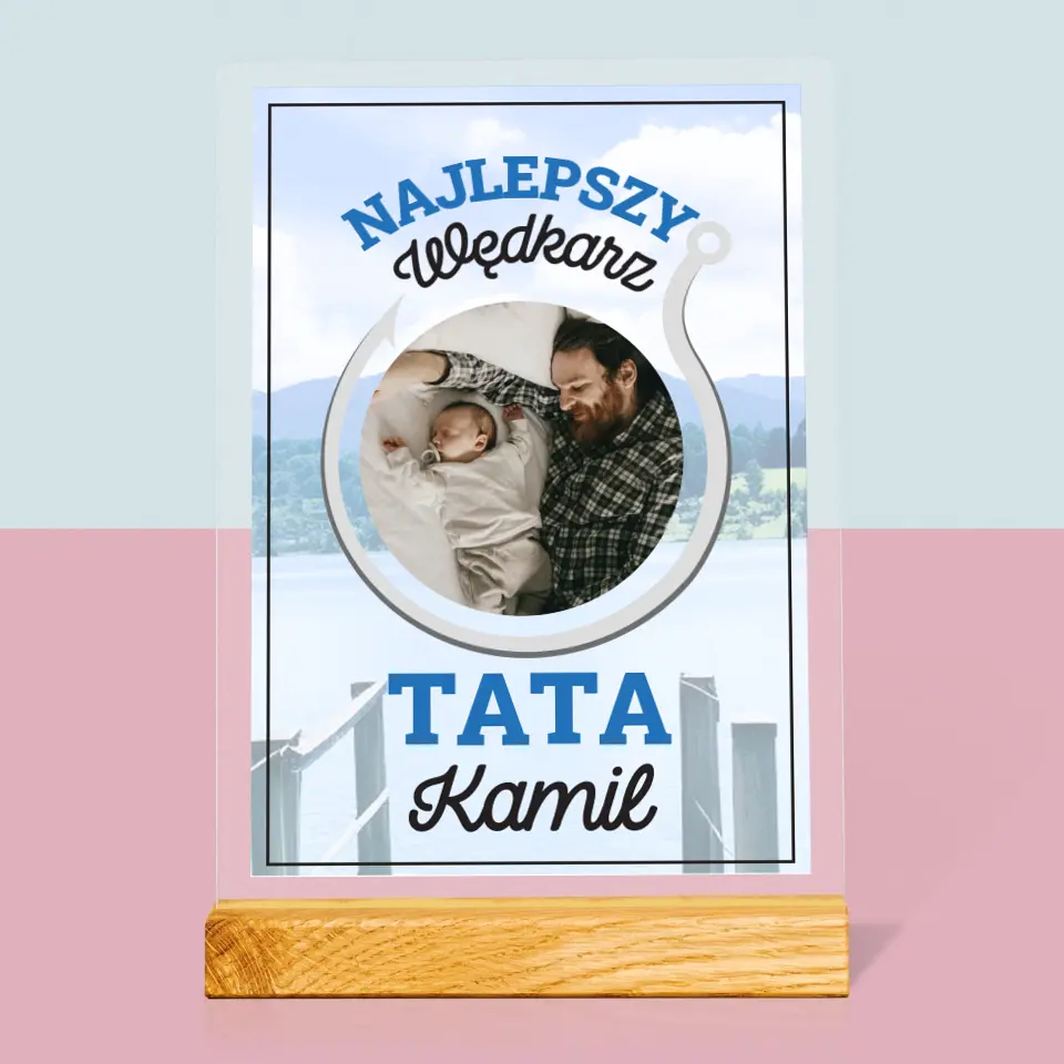 Zdjęcie i Podpis: Najlepszy Wędkarz Tata - Wydruk Na Szkle Akrylowym - Image 3