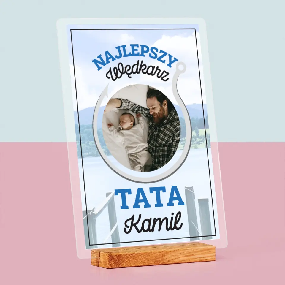 Zdjęcie i Podpis: Najlepszy Wędkarz Tata - Wydruk Na Szkle Akrylowym - Image 4