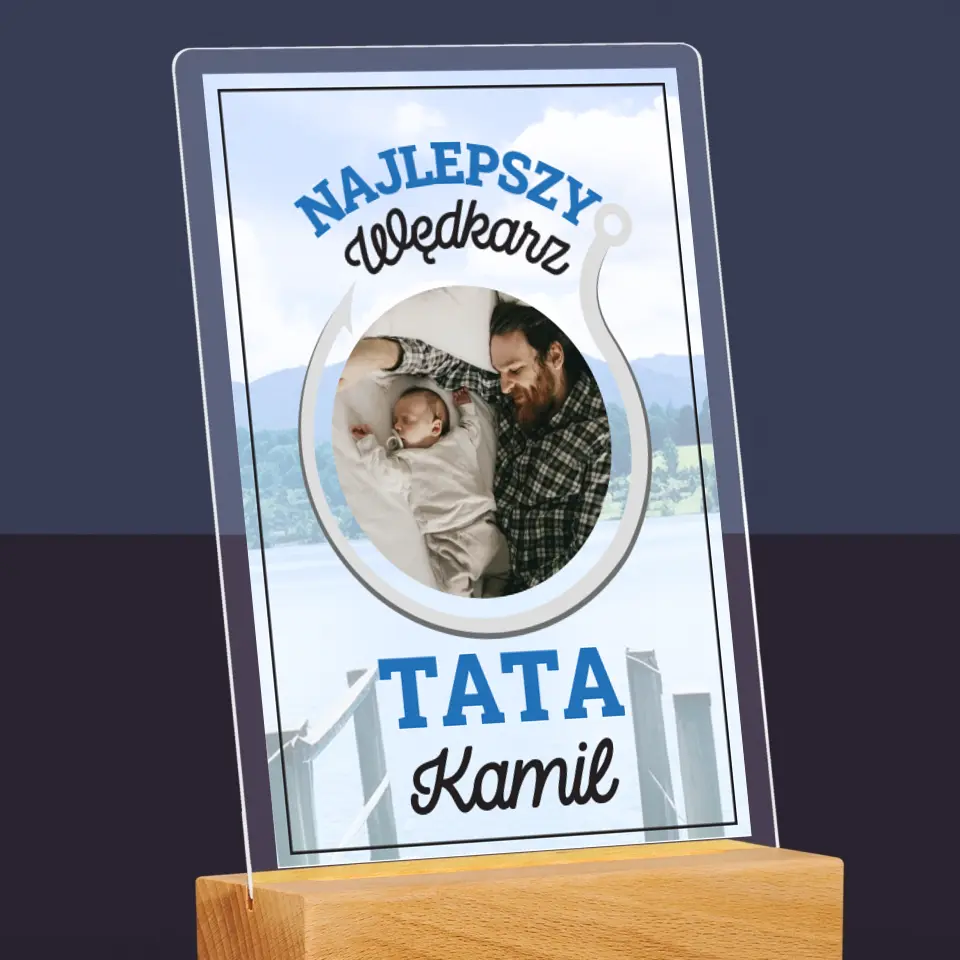 Zdjęcie i Podpis: Najlepszy Wędkarz Tata - Wydruk Na Szkle Akrylowym - Image 6