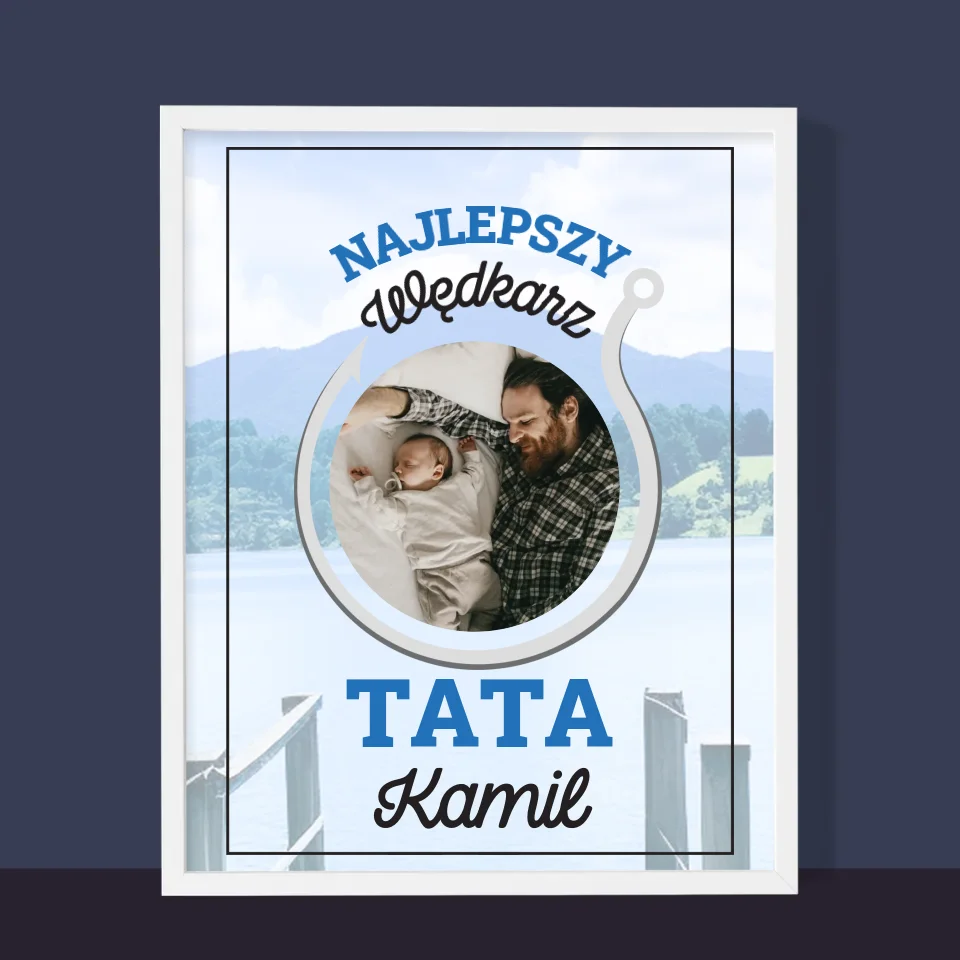 Zdjęcie i Podpis: Najlepszy Wędkarz Tata - Wydruk Obramowany - Image 10
