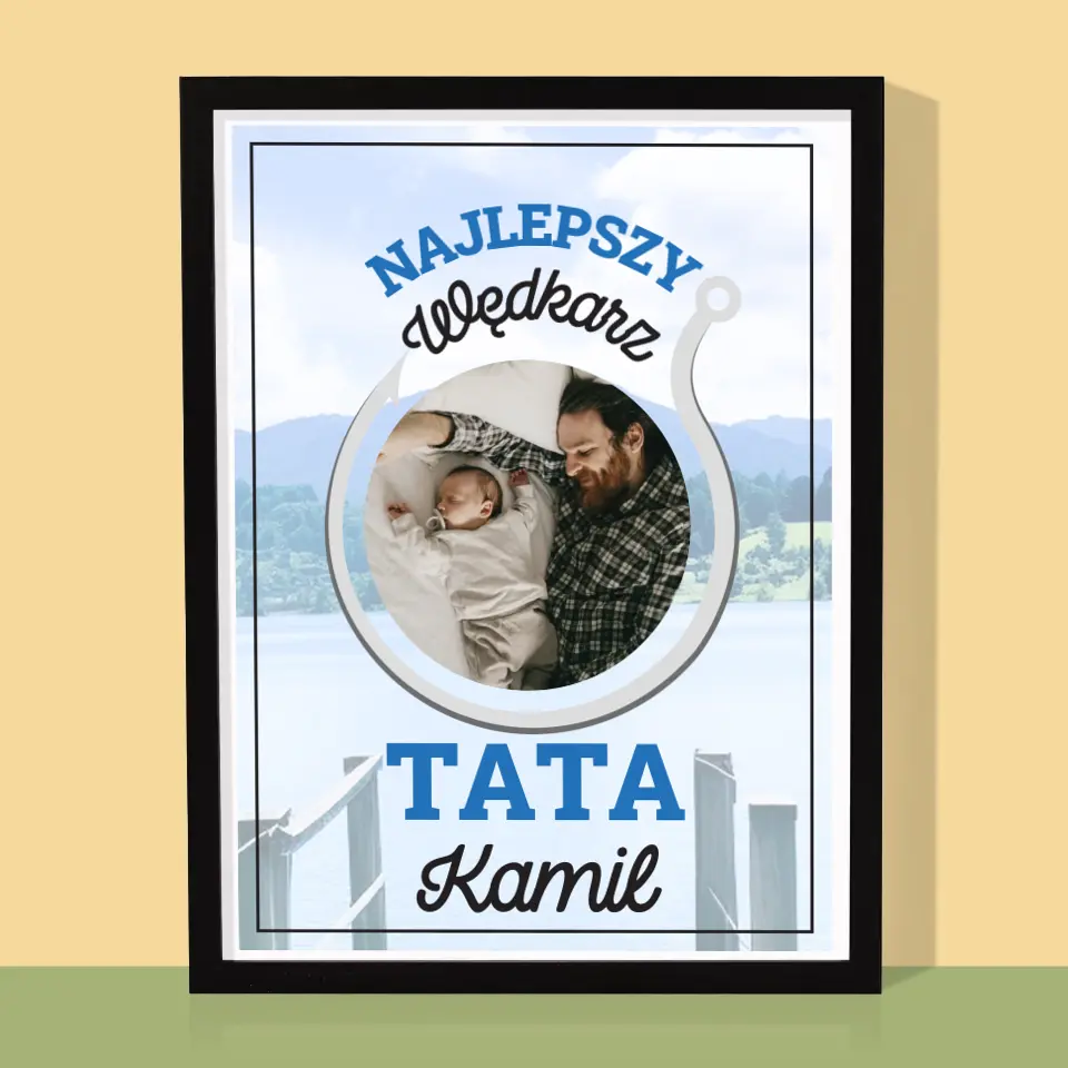 Zdjęcie i Podpis: Najlepszy Wędkarz Tata - Wydruk Obramowany - Image 5