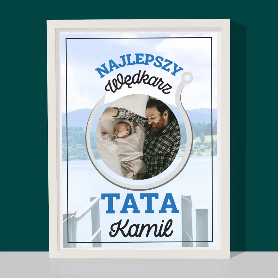 Zdjęcie i Podpis: Najlepszy Wędkarz Tata - Wydruk Obramowany - Image 8