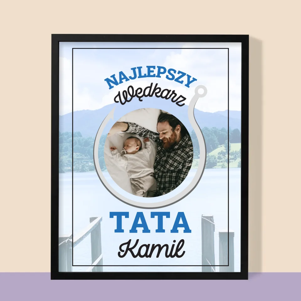 Zdjęcie i Podpis: Najlepszy Wędkarz Tata - Wydruk Obramowany - Image 9