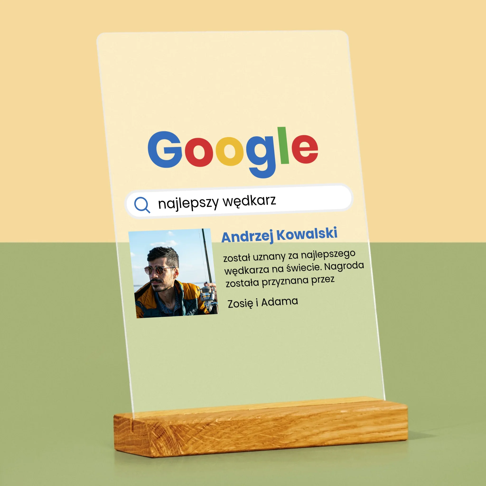Zdjęcie I Podpis: Najlepszy Wędkarz Wynik Google - Wydruk Na Szkle Akrylowym