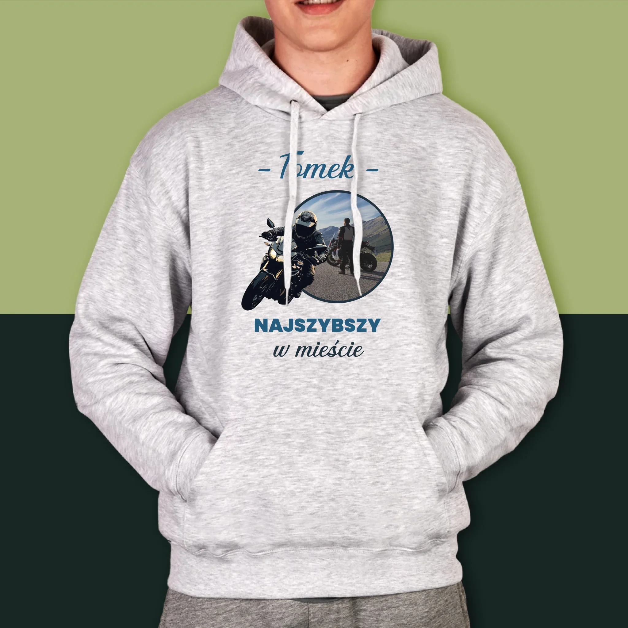 Zdjęcie I Podpis: Najszybszy W Mieście - Bluza Męska Z Kapturem - Image 5