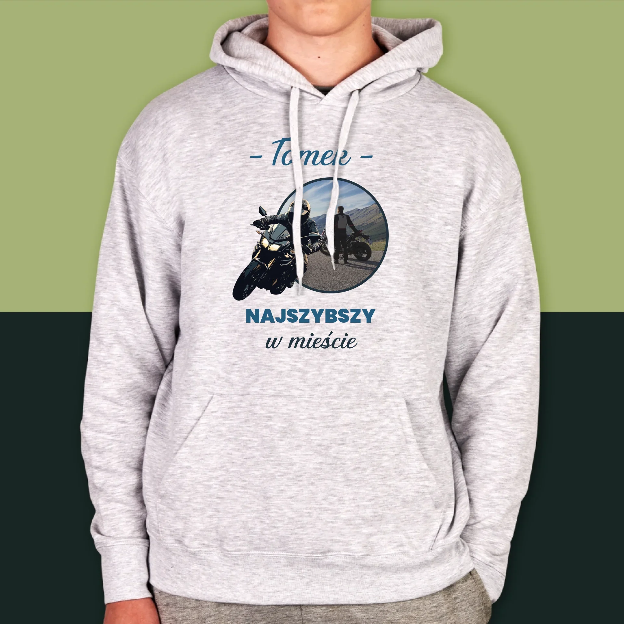 Zdjęcie I Podpis: Najszybszy W Mieście - Bluza Męska Z Kapturem - Image 8