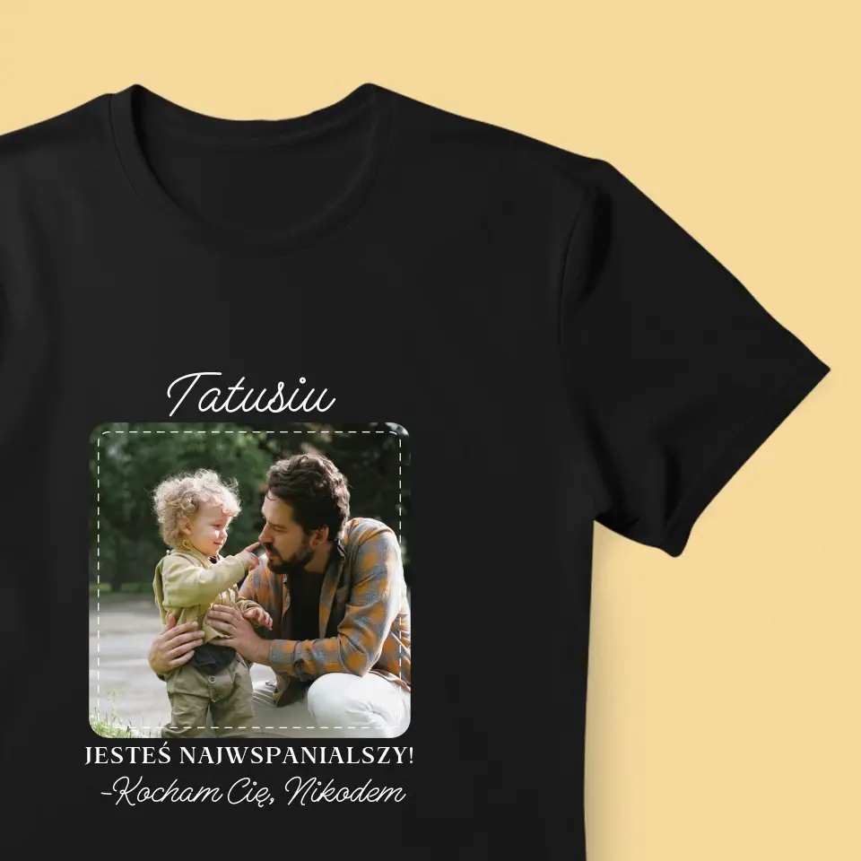Zdjęcie i Podpis: Najwspanialszy Tata - Koszulka Męska z Nadrukiem - Image 8