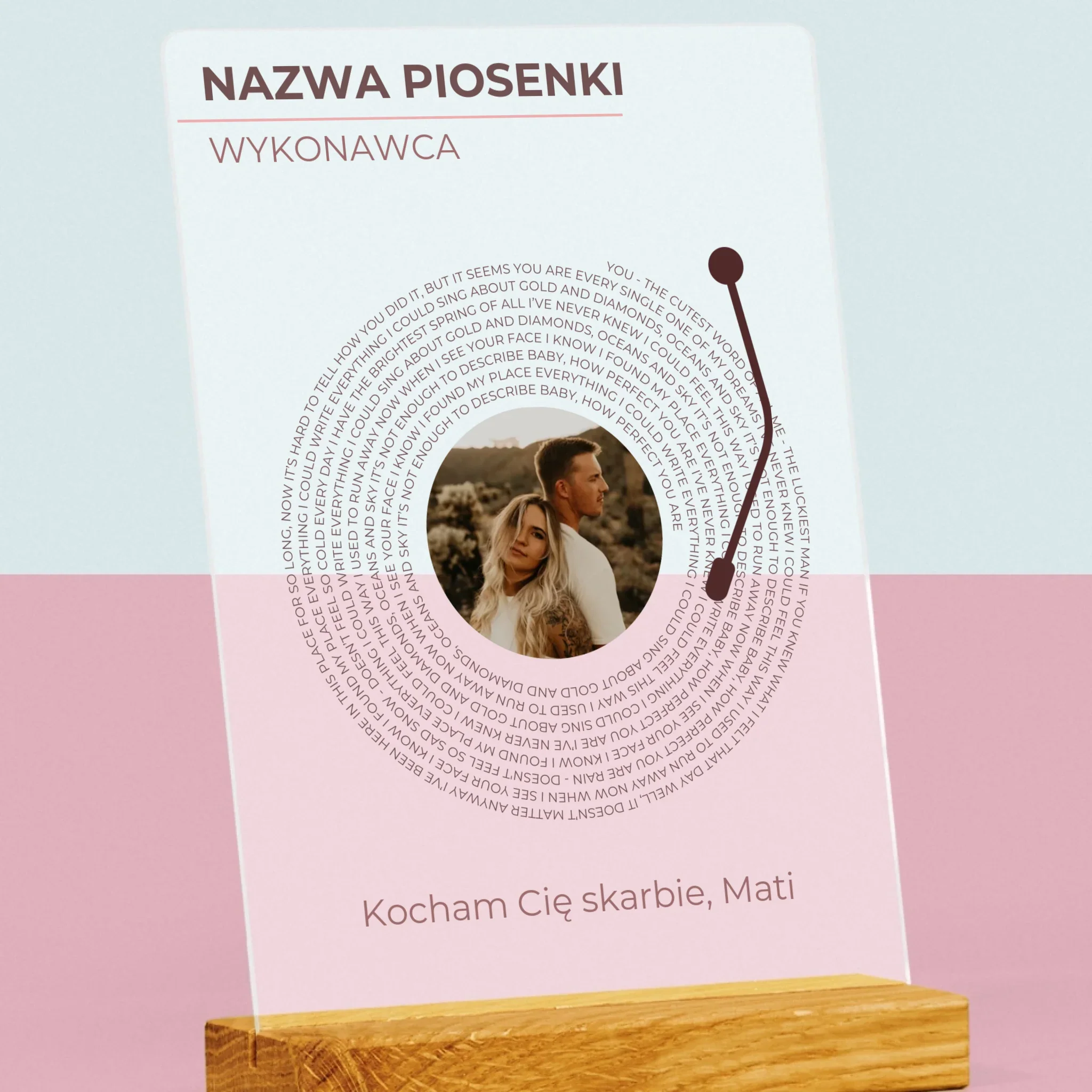 Zdjęcie i Podpis: Nasza Piosenka Płyta Winylowa - Wydruk Na Szkle Akrylowym - Image 2