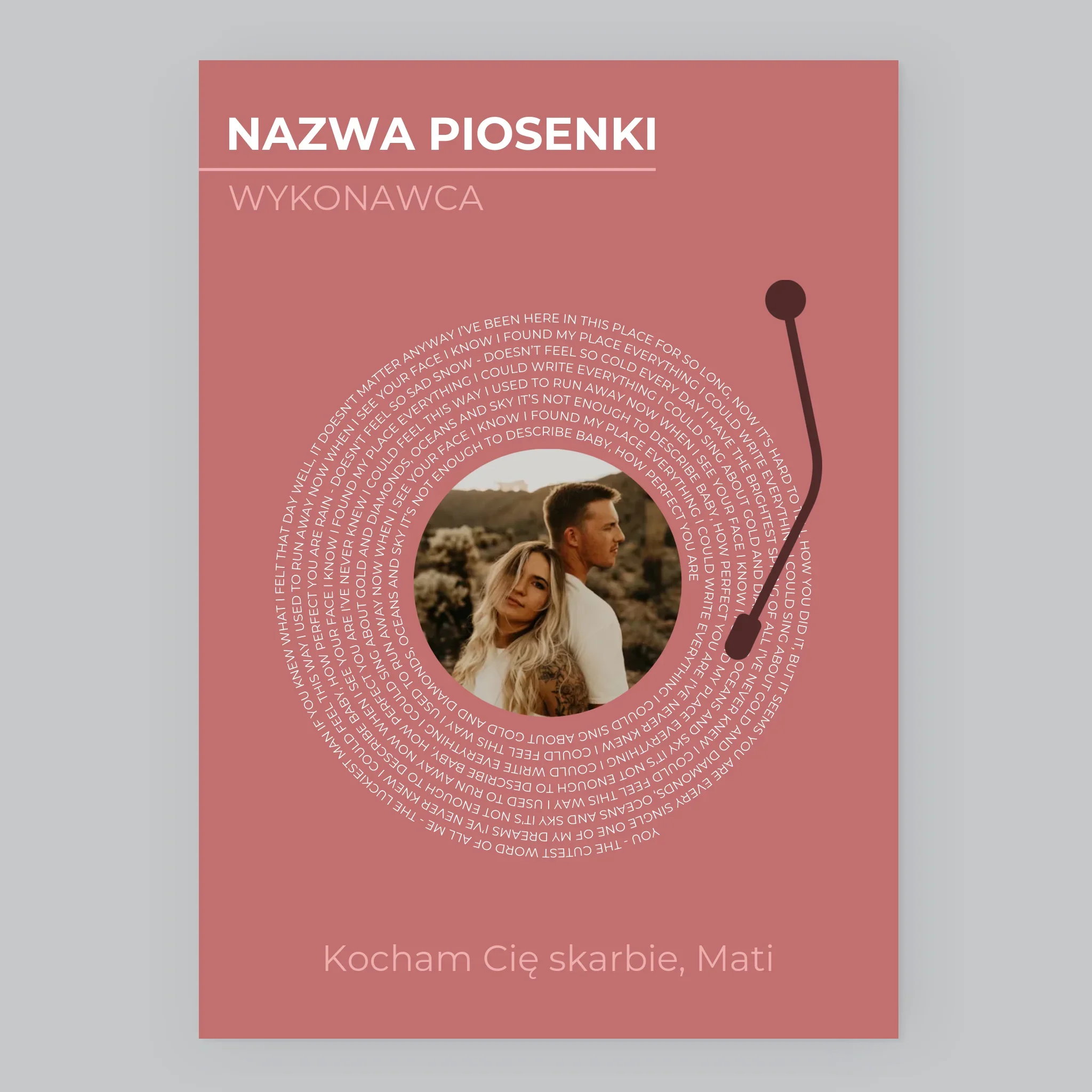 Zdjęcie i Podpis: Nasza Piosenka Płyta Winylowa - Wydruk Obramowany
